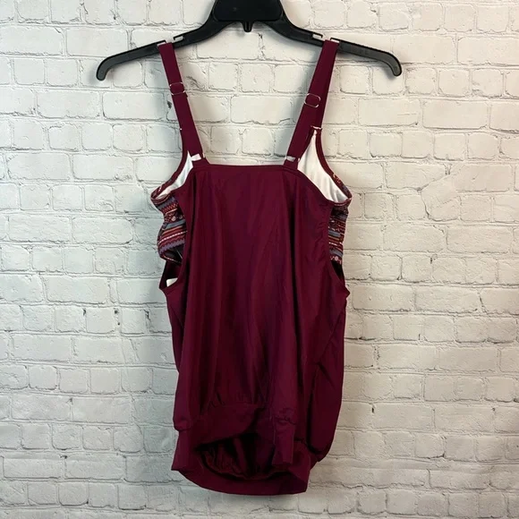 BloomChic Women's Burgundy Tankini Top Size 10 Medium - Picture 4 of 5